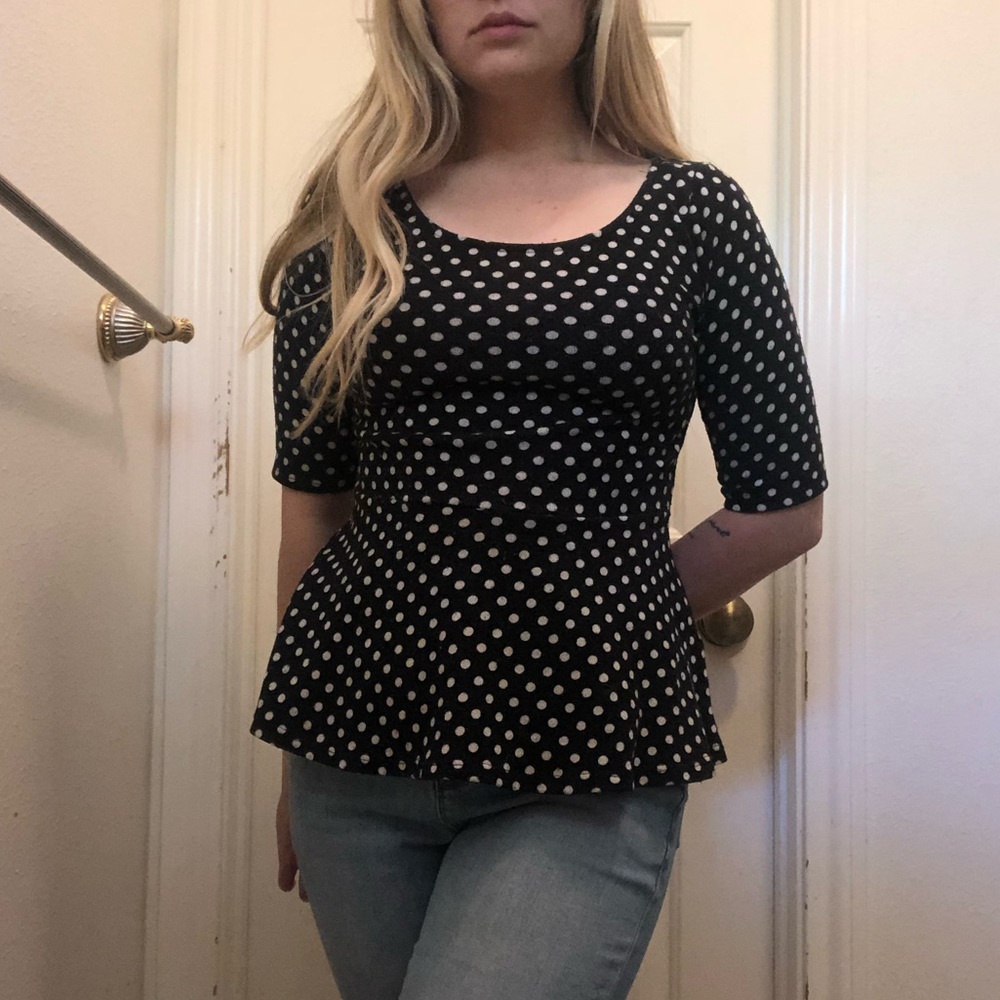 Francesca’s polka dot peplum top